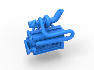 Turbo straight-six engine Scale 1 to 25 3D Print Model