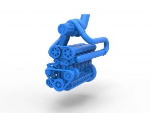 Turbo straight-six engine Scale 1 to 25 3D Print Model