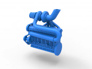 Turbo straight-six engine Scale 1 to 25 3D Print Model