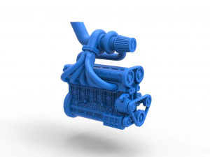 Turbo straight-six engine Scale 1 to 25 3D Print Model