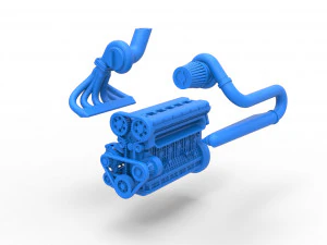 Turbo straight-six engine Scale 1 to 25 3D Print Model