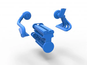 Turbo straight-six engine Scale 1 to 25 3D Print Model