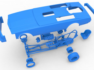 Front engine old school dragster with shell Version 2 Scale 1 to 25 Modelo de Impressão 3D