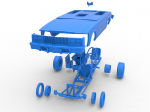 Front engine old school dragster with shell Version 2 Scale 1 to 25 Modelo de Impressão 3D