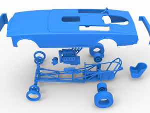 Front engine old school dragster with shell Version 2 Scale 1 to 25 Modelo de Impressão 3D