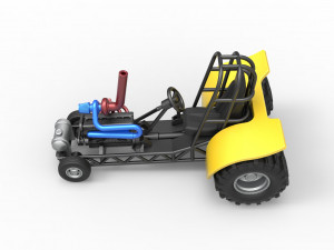 Mini Rod pulling tractor 8 Scale 1 to 25 3D 打印模型