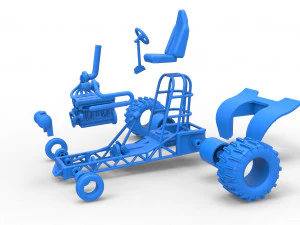 Mini Rod pulling tractor 8 Scale 1 to 25 3D Print Model