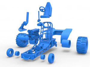 Mini Rod pulling tractor 8 Scale 1 to 25 3D Print Model