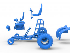 Mini Rod pulling tractor 8 Scale 1 to 25 3D 打印模型