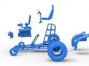 Mini Rod pulling tractor 8 Scale 1 to 25 3D Print Model