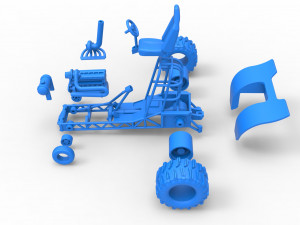 Mini Rod pulling tractor 8 Scale 1 to 25 3D 打印模型