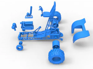 Mini Rod pulling tractor 8 Scale 1 to 25 3D Print Model