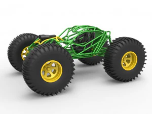 Скельний викидач на колесах низького тиску Шкала від 1 до 25 3D Принт Модель