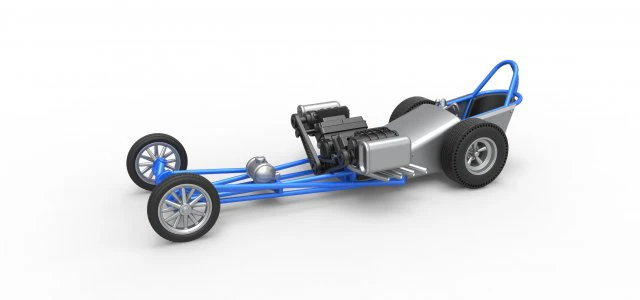Front engine old school dragster with double supercharged V8 Scale 1 to 25 3D Print Model .c4d .max .obj .3ds .fbx .stl .blend 