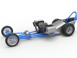Front engine old school dragster with double supercharged V8 Scale 1 to 25 3D प्रिंट मॉडल