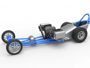 Front engine old school dragster with double supercharged V8 Scale 1 to 25 3D Print Model