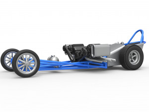 Front engine old school dragster with double supercharged V8 Scale 1 to 25 3D Print Model