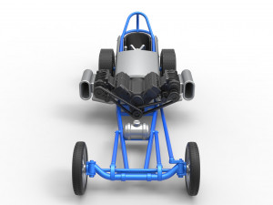 Front engine old school dragster with double supercharged V8 Scale 1 to 25 3D Print Model