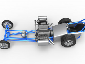 Front engine old school dragster with double supercharged V8 Scale 1 to 25 3D Print Model