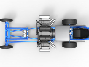 Front engine old school dragster with double supercharged V8 Scale 1 to 25 3D Print Model