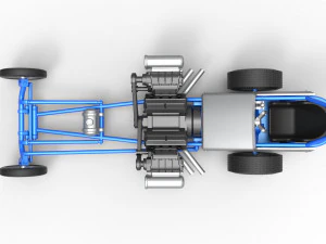 Front engine old school dragster with double supercharged V8 Scale 1 to 25 3D Print Model