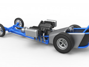 Front engine old school dragster with double supercharged V8 Scale 1 to 25 3D Print Model