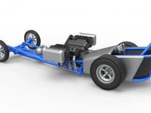 Front engine old school dragster with double supercharged V8 Scale 1 to 25 3D Print Model