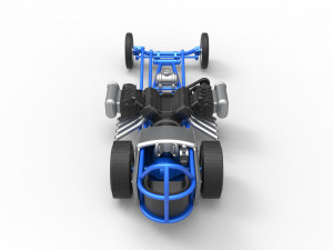 Front engine old school dragster with double supercharged V8 Scale 1 to 25 3D Print Model