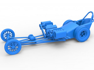 Front engine old school dragster with double supercharged V8 Scale 1 to 25 3D Print Model