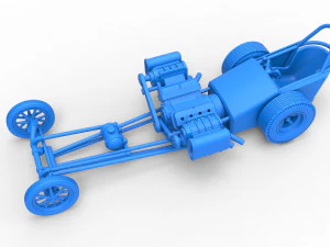 Front engine old school dragster with double supercharged V8 Scale 1 to 25 3D Print Model