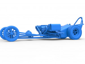 Front engine old school dragster with double supercharged V8 Scale 1 to 25 3D Print Model