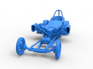 Front engine old school dragster with double supercharged V8 Scale 1 to 25 3D Print Model