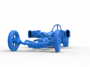 Front engine old school dragster with double supercharged V8 Scale 1 to 25 3D Print Model