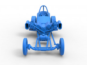 Front engine old school dragster with double supercharged V8 Scale 1 to 25 3D Print Model