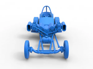 Front engine old school dragster with double supercharged V8 Scale 1 to 25 3D Print Model