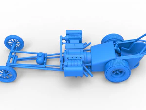 Front engine old school dragster with double supercharged V8 Scale 1 to 25 3D Print Model