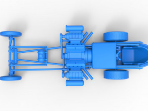 Front engine old school dragster with double supercharged V8 Scale 1 to 25 3D Print Model