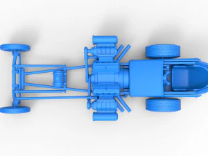 Front engine old school dragster with double supercharged V8 Scale 1 to 25 3D Print Model