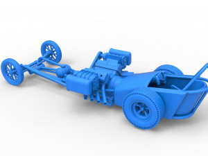 Front engine old school dragster with double supercharged V8 Scale 1 to 25 3D Print Model