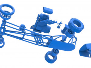 Front engine old school dragster with double supercharged V8 Scale 1 to 25 3D Print Model