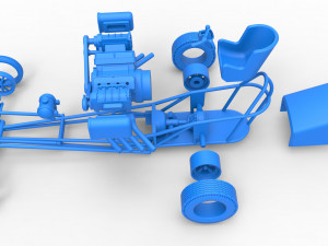 Front engine old school dragster with double supercharged V8 Scale 1 to 25 3D Print Model