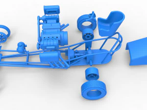 Front engine old school dragster with double supercharged V8 Scale 1 to 25 3D Print Model