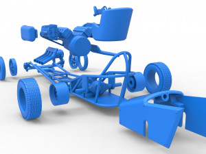 Front engine old school dragster with double supercharged V8 Scale 1 to 25 3D Print Model