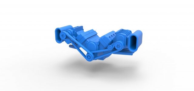 Engine V8 with double supercharger Version 5 Scale 1 to 25 3D-Druckmodell .c4d .max .obj .3ds .fbx .stl .blend 