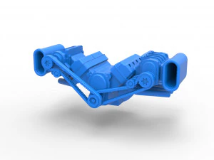 Motor V8 com superalimentador duplo Vers&atilde;o 5 Escala 1 a 25 Modelo de Impressão 3D