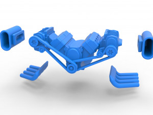 Engine V8 with double supercharger Version 5 Scale 1 to 25 3D-Druckmodell