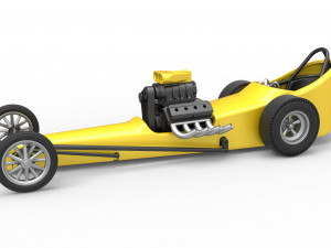 Front engine old school dragster with shell Version 3 Scale 1 to 25 3D-printmodel