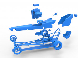 Front engine old school dragster with shell Version 3 Scale 1 to 25 3Dプリントモデル