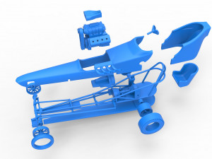 Front engine old school dragster with shell Version 3 Scale 1 to 25 3Dプリントモデル