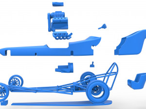 Front engine old school dragster with shell Version 3 Scale 1 to 25 3Dプリントモデル